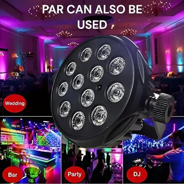 12 LED RGB PAR Stage Light – 36W Multicolor Disco Party Light for Wedding, Birthday, Karaoke, DJ & Home Party