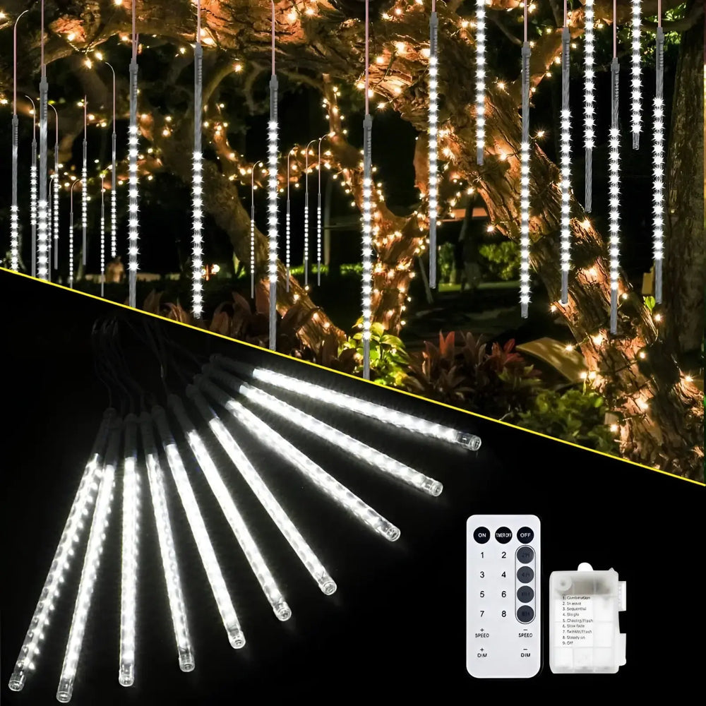 Dropping Light 50CM 8 Pcs/Set – Warm White LED Meteor Shower Decorative Hanging Lights with Big Plug