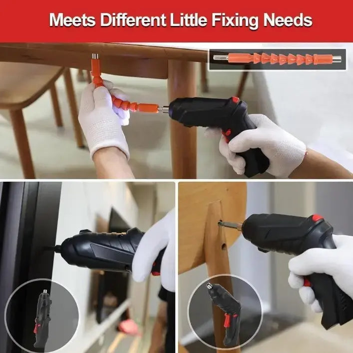 Cordless Electric Screwdriver Set Included Handle and LED Lights with carry Case
