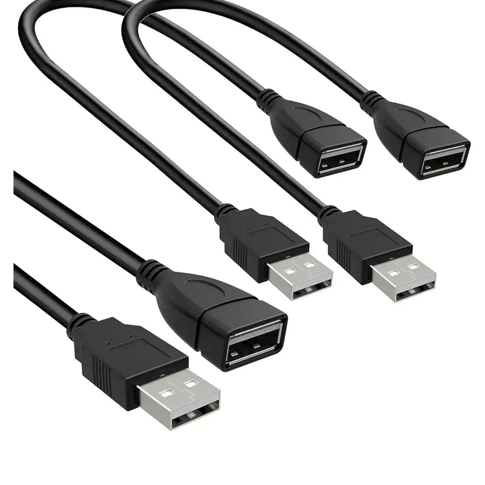 2 Pack USB 2.0 Extension Cable 30cm Flexible Male to Female