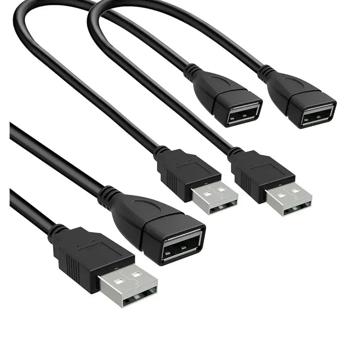 2 Pack USB 2.0 Extension Cable | 30cm Flexible Male to Female Adjustable Extension Cord