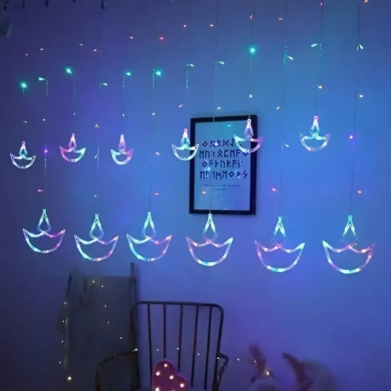 Diya String Light 6+6 Design – 112 Lamp Multi Color & Warm White LED Decorative Lights