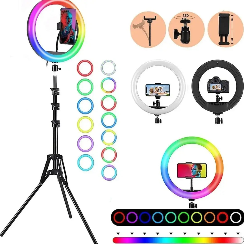 12-Inch RGB Ring Light with Tripod Stand & 360° Rotating Phone Holder