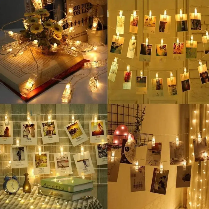 Hanging Photo Clip String Light | 12 Ft | Warm Golden LED | Easy to Use | Home & Party Decoration