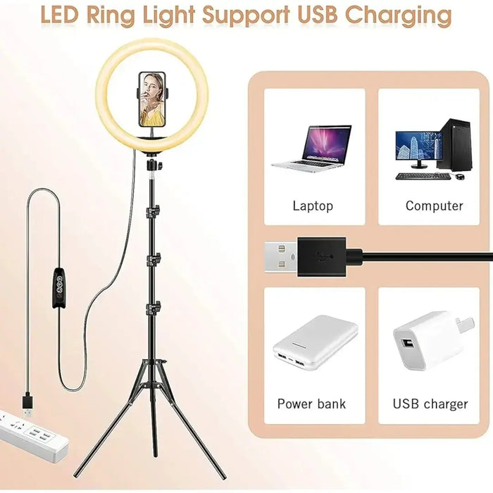 12-Inch RGB Ring Light with Tripod Stand & 360° Rotating Phone Holder