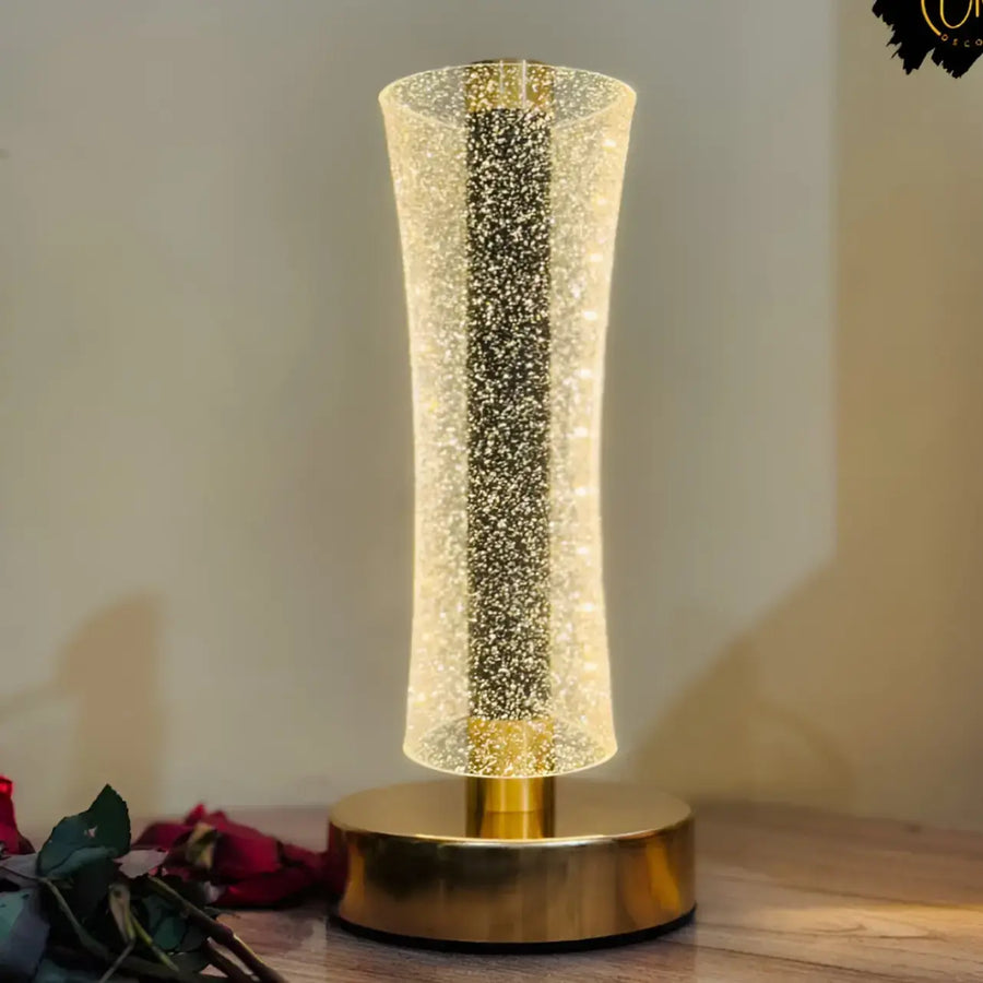 Modern 3D Acrylic LED Table Lamp with Gold Base | Touch Control Cordless Night Light for Bedroom & Living Room