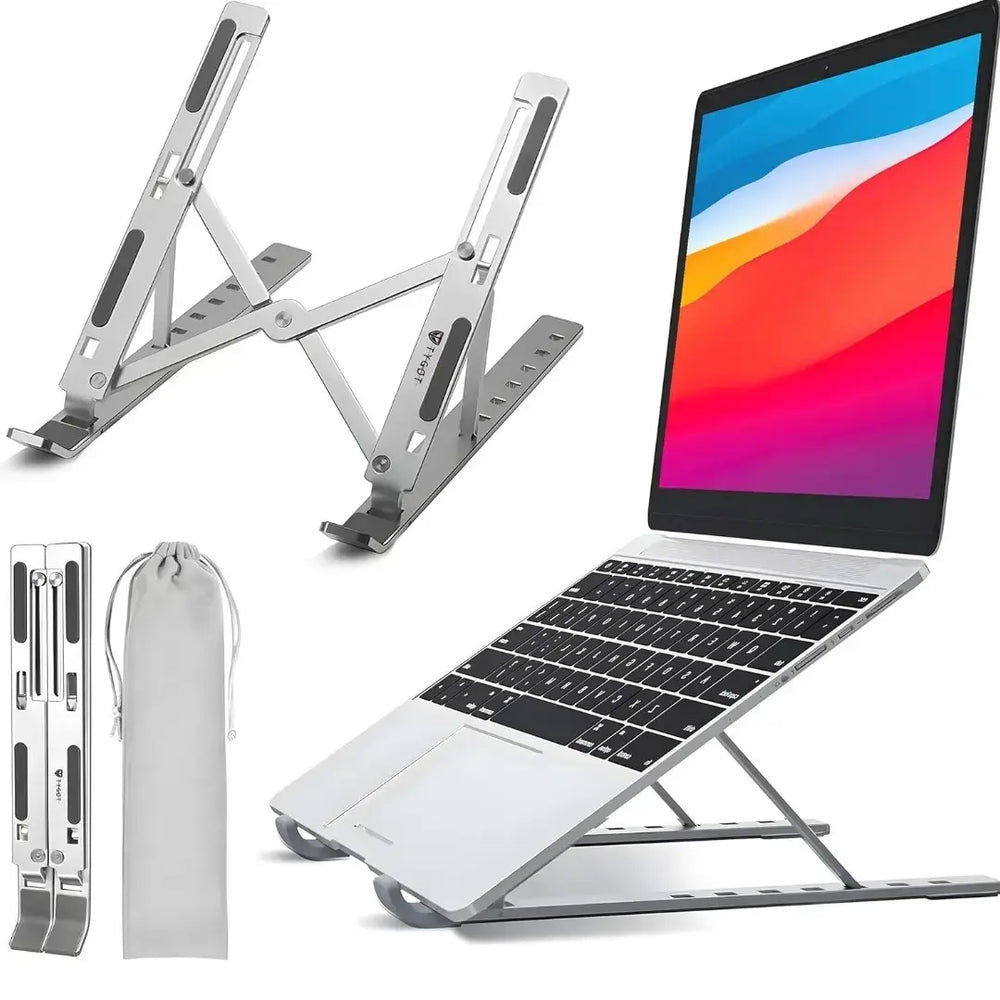 Portable Laptop Stand with Adjustable Height, Foldable Design & Overheating Protection