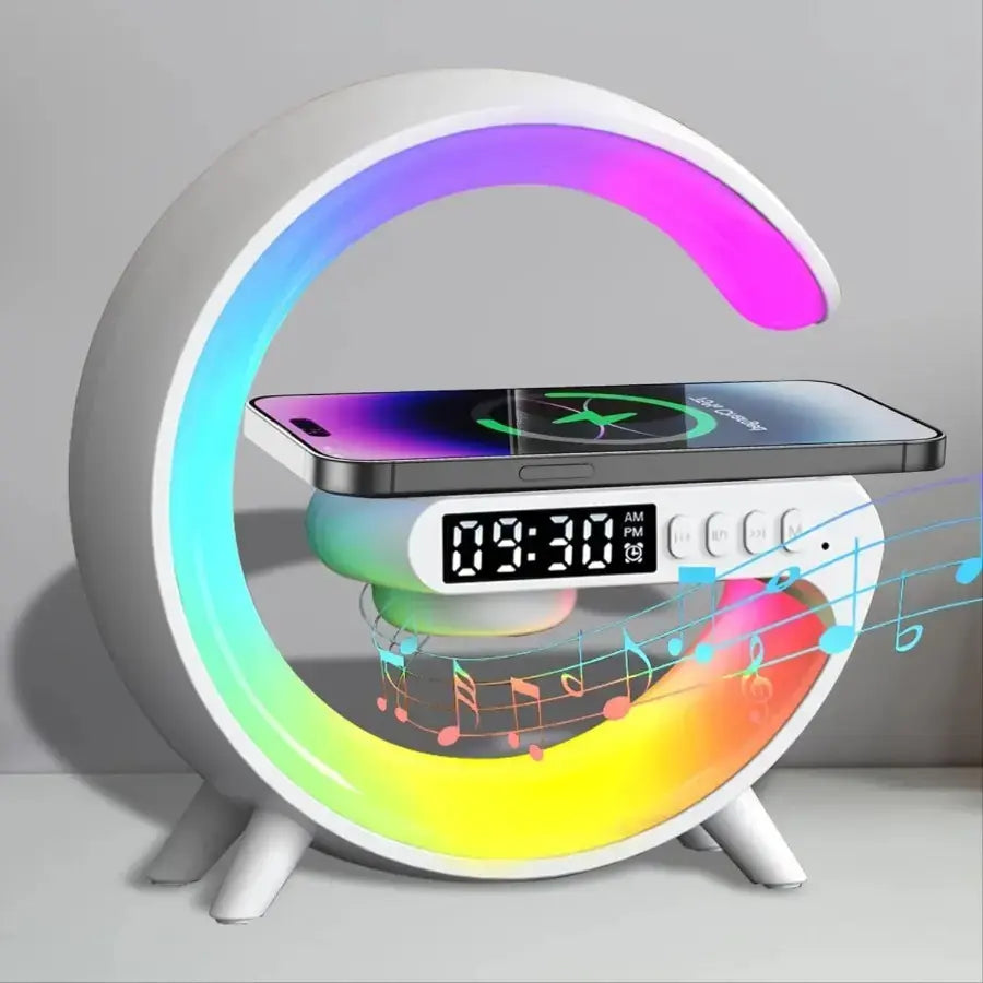 Smart G-Lamp with Bluetooth Speaker | Mood Light, App Control, Alarm Clock & Wireless Charging