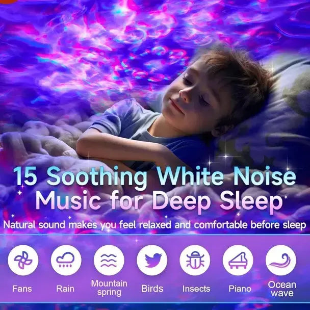 Galaxy Projector with Bluetooth & White Noise – Ocean Wave Star Light Projector for Bedroom & Home Decor