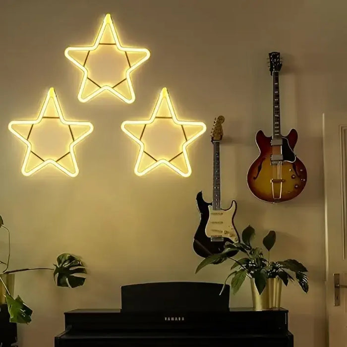 Neon Star 30CM – Warm White & Multi Color LED Decorative Star Light for Festivals & Home Décor