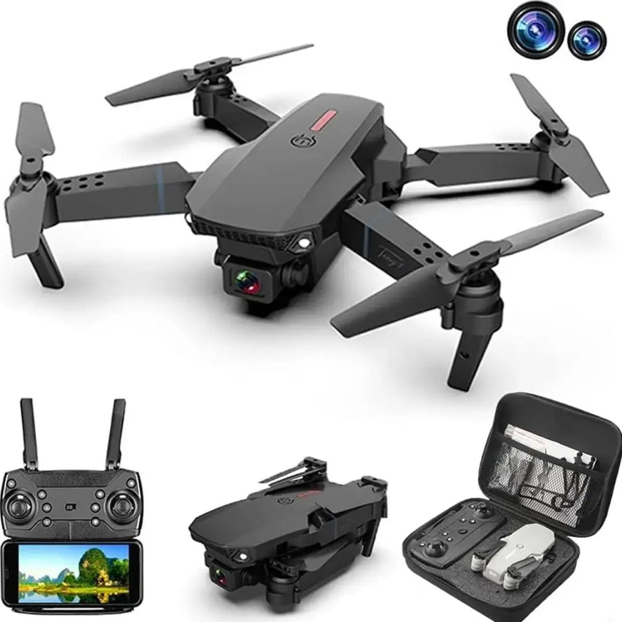 Devshubh E88 Drone with 1080P HD Camera – One Key Take Off/Land, Altitude Hold, 1 Battery