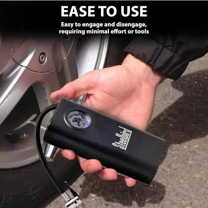 Steelbird 150PSI Cordless Tyre Inflator – Rechargeable Portable Air Compressor for Cars, Bikes & Inflatables