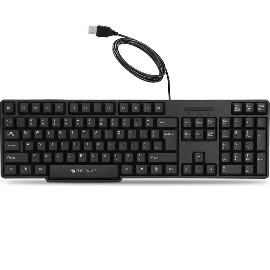 ZEB-K51 Full-Sized USB Keyboard with ₹ Rupee Key, 12 Multimedia Hotkeys & 3-LED Function – Ergonomic Design