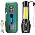 Zoomable Handheld XPE+COB Mini USB Rechargeable LED Flashlight Torch Black