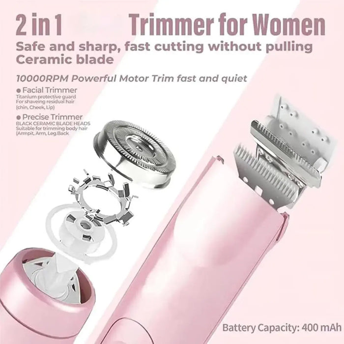 Dual Head Shaver 2 in 1 Women Electric Bikini Trimmer