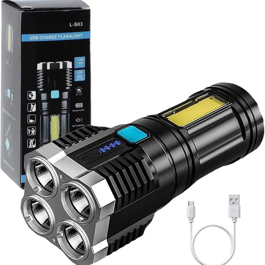Super Bright LED Flashlight Waterproof Handheld Flashlight with 4 Modes for Camping