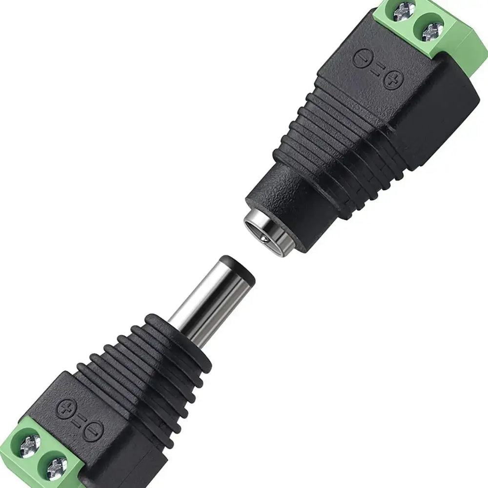 5 Pairs DC Power Jack Plug Adapter Connector (Male + Female, 2.1 x 5.5mm, 3V–24V, 5A Max)