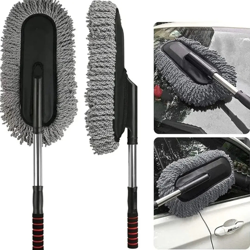 360° Car & Motorbike Duster with Soft Microfiber Brush and Extendable Handle