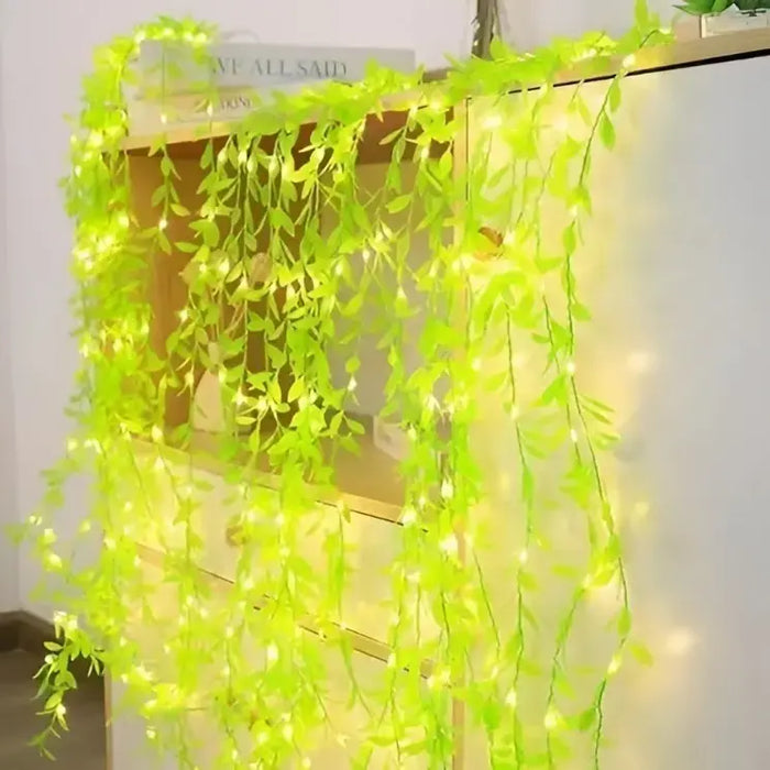 Green Leaf Curtain Light 200 LED 10 Line – Warm White & Multi Color Decorative Lights