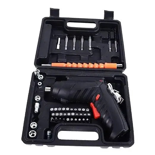 Cordless Electric Screwdriver Set Included Handle and LED Lights with carry Case