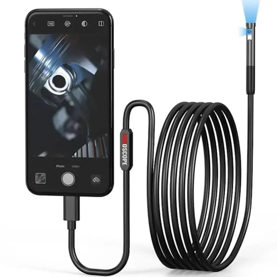 2M Endoscope Camera Flexible Waterproof – 5.5mm Borescope with 6 LED for Android, PC, Tablet