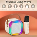 K12 Kids Karaoke Microphone Speaker Machine | Wireless Bluetooth Mic with LED Lights & Rechargeable Battery