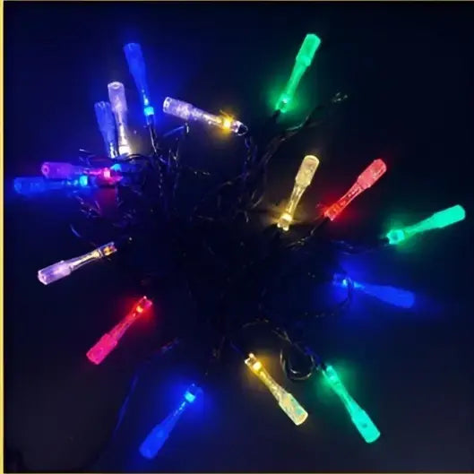 Bubble Bottle String Light 20 Lamps 5M – Black Wire with Big Plug, Multi Color / Warm White