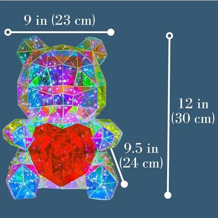3D LED Transparent Teddy Bear Light – USB Powered Color Changing Night Lamp Gift with Flashing Modes & Gift Box