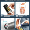 Salt & Pepper Automatic Grinder – Electric Adjustable Mill with LED Light for Kitchen & BBQ