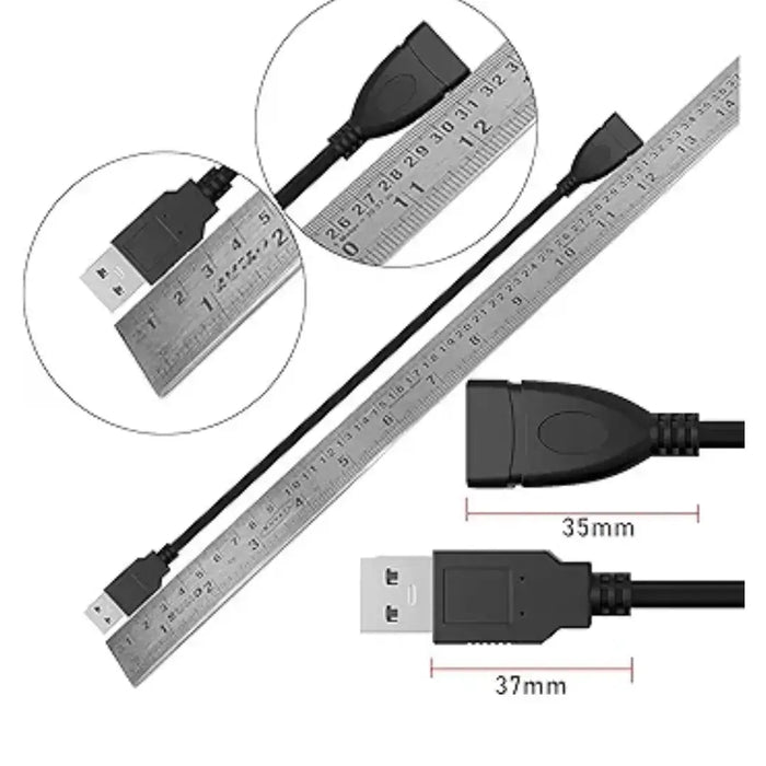 2 Pack USB 2.0 Extension Cable | 30cm Flexible Male to Female Adjustable Extension Cord