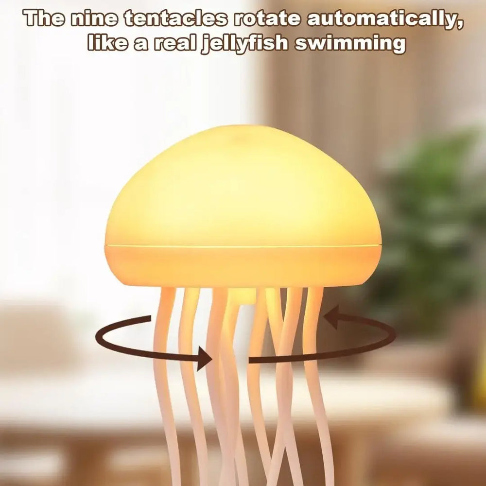 Voice Control Jellyfish Lamp with Dancing Tentacles – RGB Gradient Bedside Night Light, Rechargeable Aquarium Decor