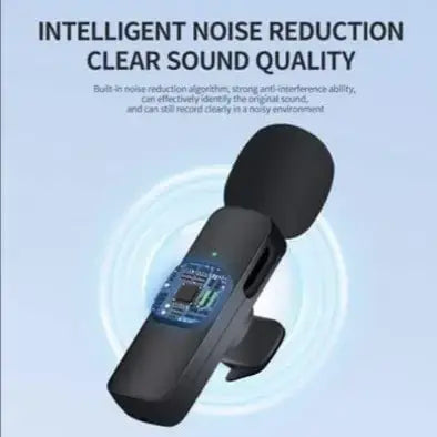 K8 Wireless Lavalier Microphone | Plug & Play Clip-On Mic for iOS & Android | Noise Reduction & 10H Backup