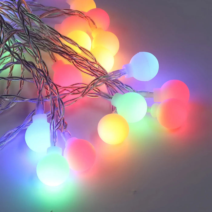Round Crystal LED String Light 20 Lamps 4M – Multi Color Decoration Lights