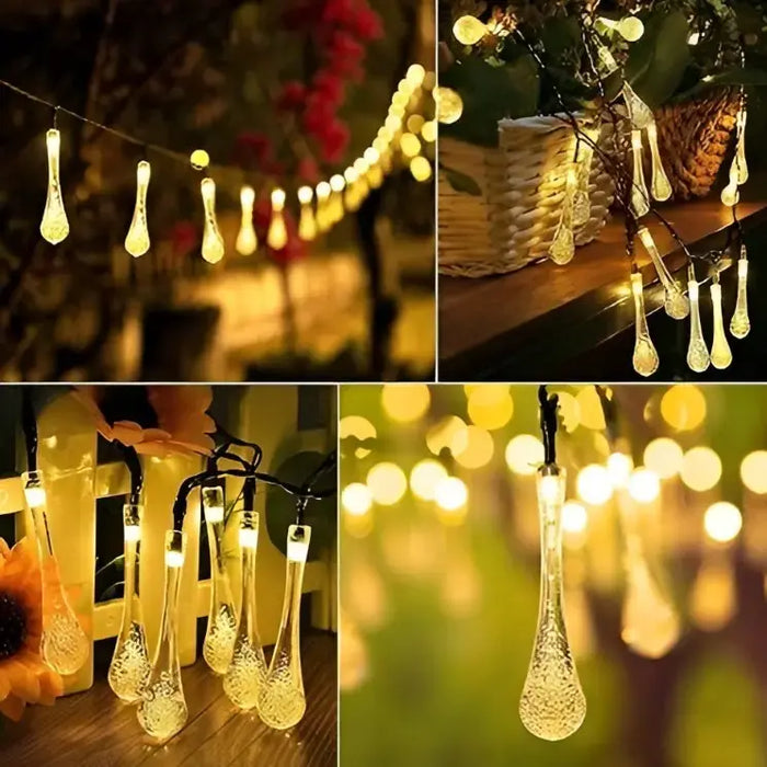 Water Drops String Light 5M 20 LED – Warm White, Battery Operated, Waterproof Fairy Lights
