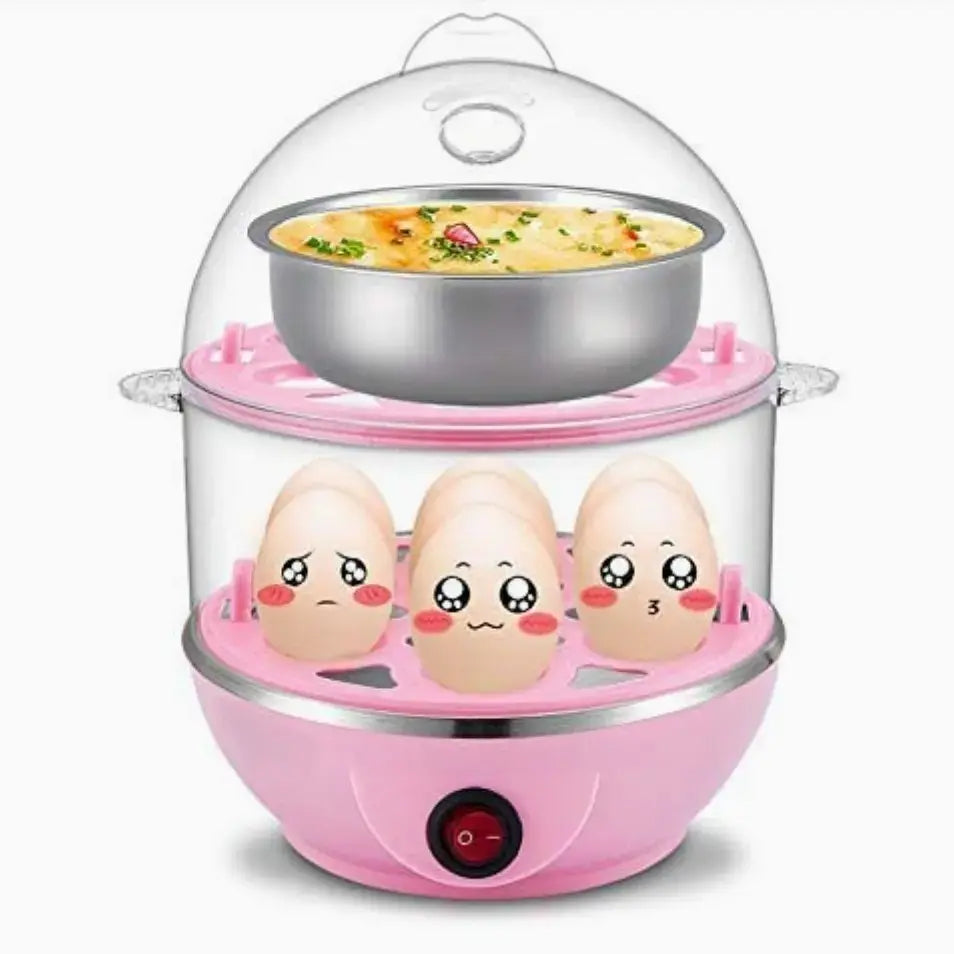 Double Layer Egg Boiler 14 Egg Electric Cooker Plastic Egg Steamer for Home Food