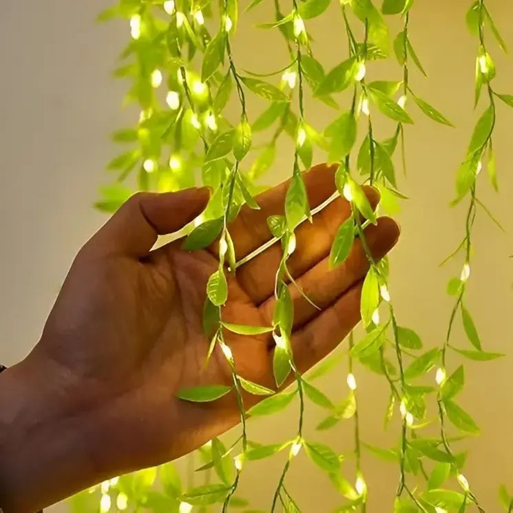 Green Leaf Curtain Light 200 LED 10 Line – Warm White & Multi Color Decorative Lights