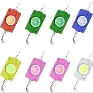 Pack of 12 Coin LED Light Modules – 12V DC, 2.4W Multicolor (Red, Green, Blue, Yellow, White, Pink) for DIY & Decor