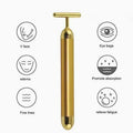 1Pc 24K Gold Energy Beauty Bar Electric Vibration Facial Massage Roller