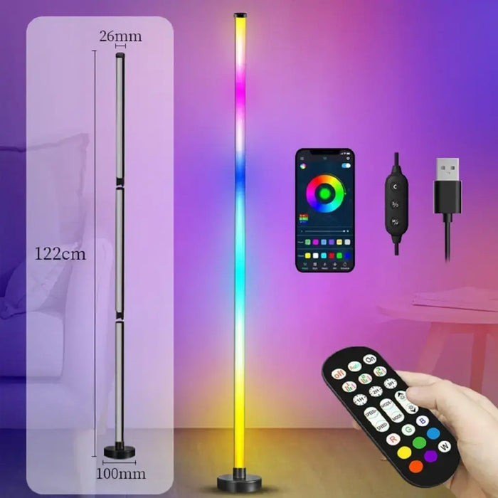 Corner Floor Lamp, RGB LED Corner Lamp with Music Sync, Smart App and Remote Control Color Changing Ambience Light