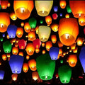 Paper Sky Lantern with Wax Candle – Eco-Friendly Hot Air Balloon for Diwali & Festivals(Pack of 1)Multicolour