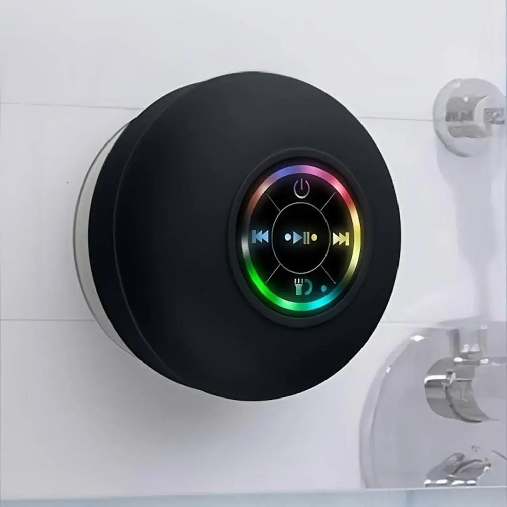 Large Suction Cup Waterproof Bluetooth Speaker with LED Light | Portable Wireless Shower Speaker | Bass Sound