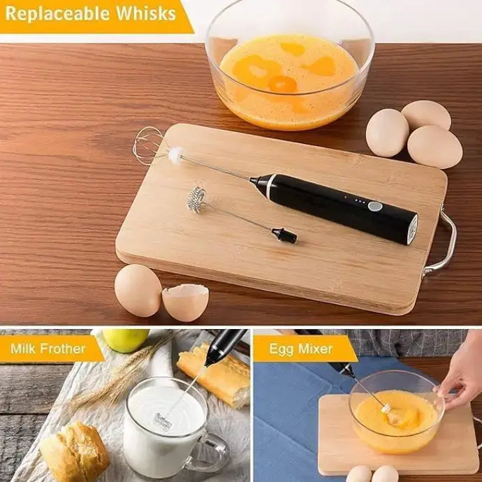 Rechargeable Handheld Milk Frother . 3 Speed Electric Foam Maker