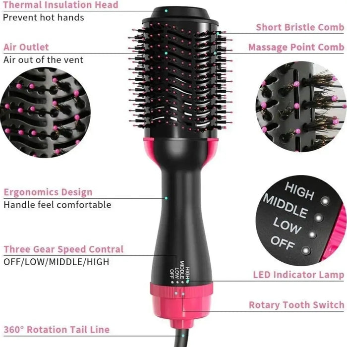 One Step Hair Dryer & Volumizer | 3-in-1 Hot Air Brush with Ionic Technology, 1000W Styling & Straightening Comb