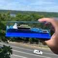 Titanic Blue Ship Car Dashboard Decoration – Liquid Motion Cruise Ship Drift Bottle for Car & Gift