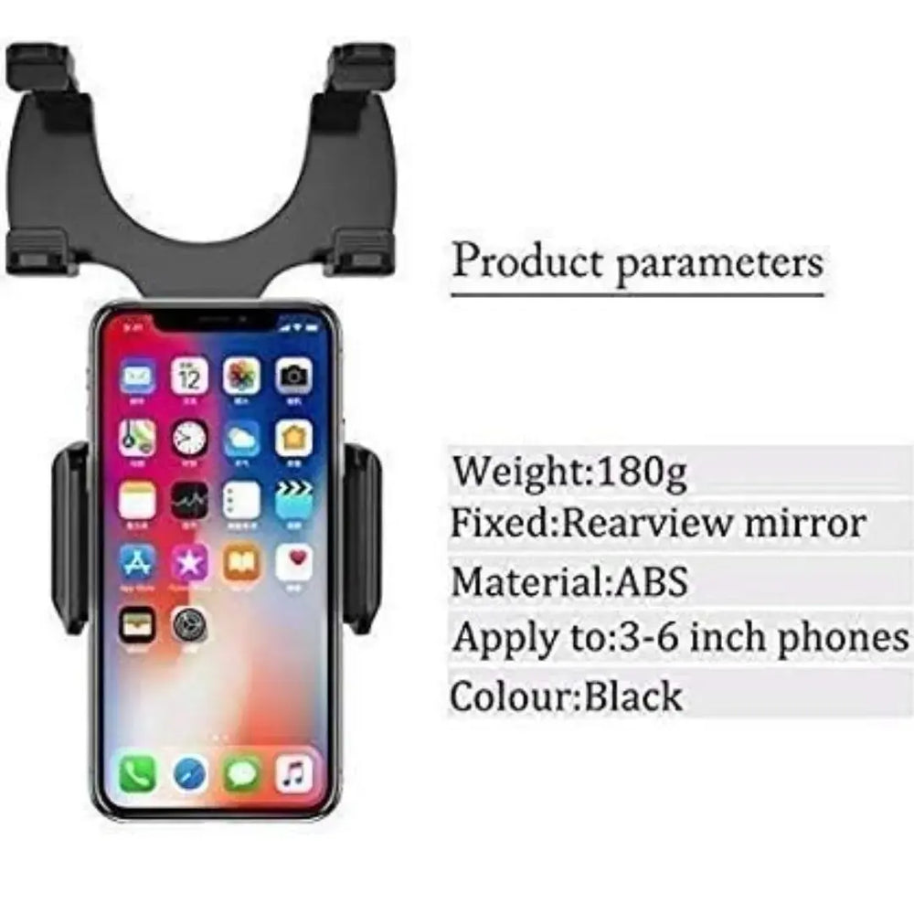 Car Rearview Mirror Phone Mount – 360° Adjustable Holder for Smartphones