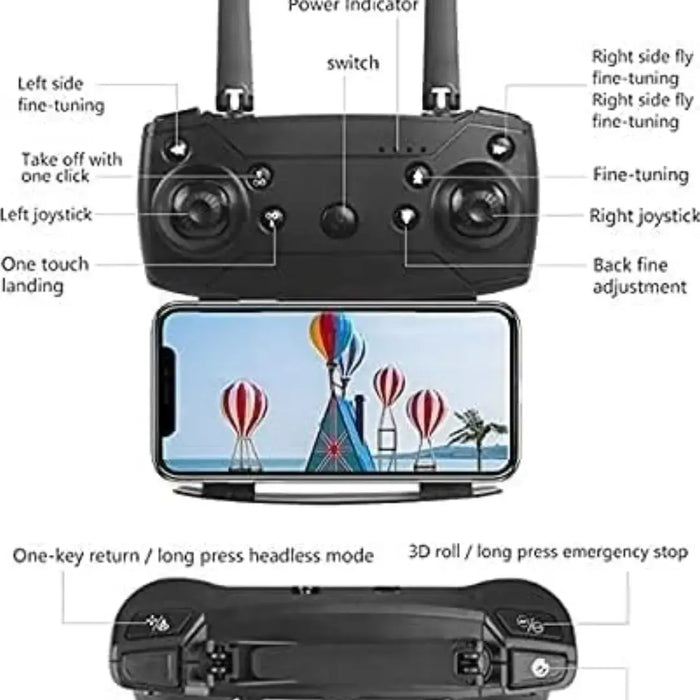 Devshubh E88 Drone with 1080P HD Camera – One Key Take Off/Land, Altitude Hold, 1 Battery