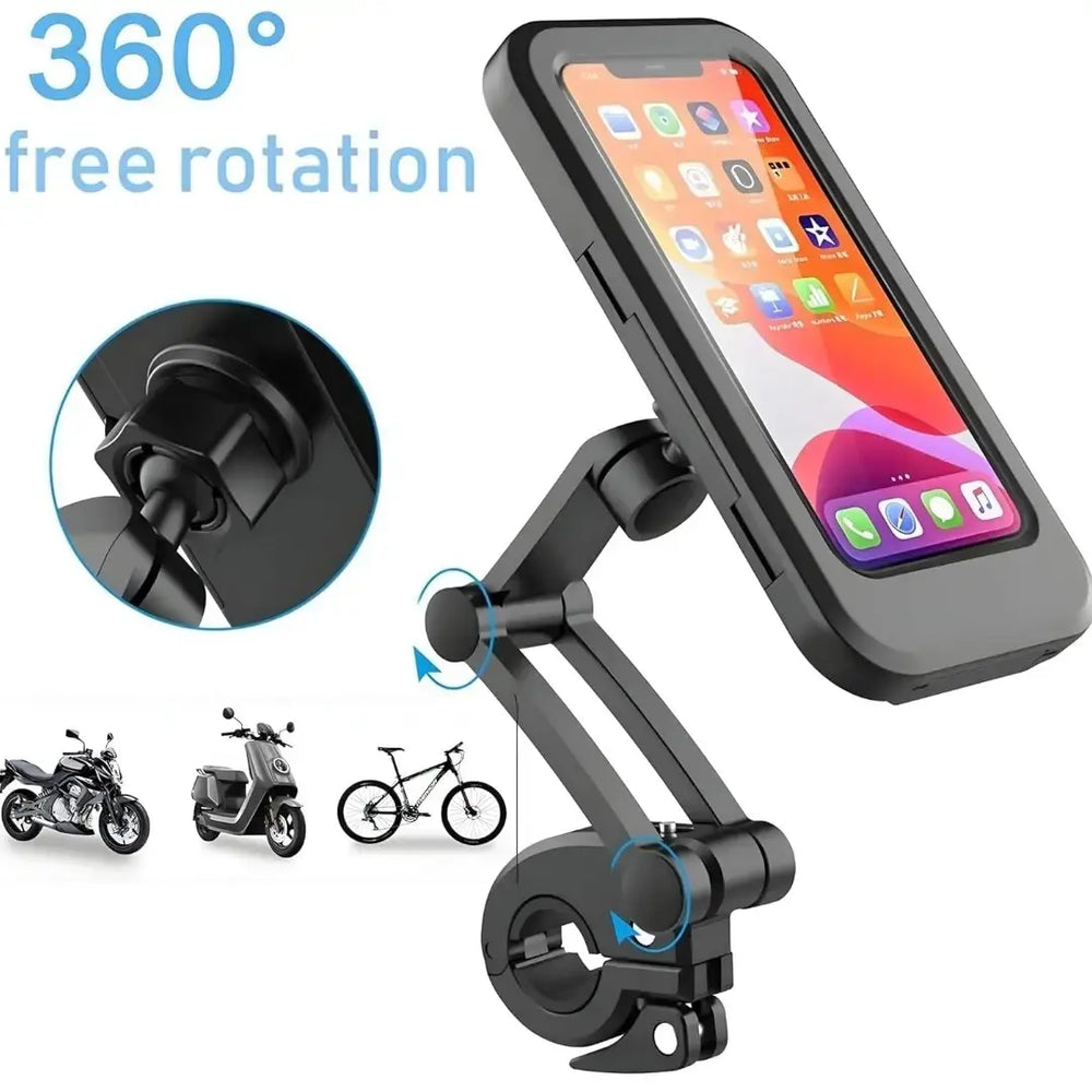 Universal Bike Phone Holder – Waterproof, Rotatable, Adjustable Handlebar Mount for Smartphones & GPS